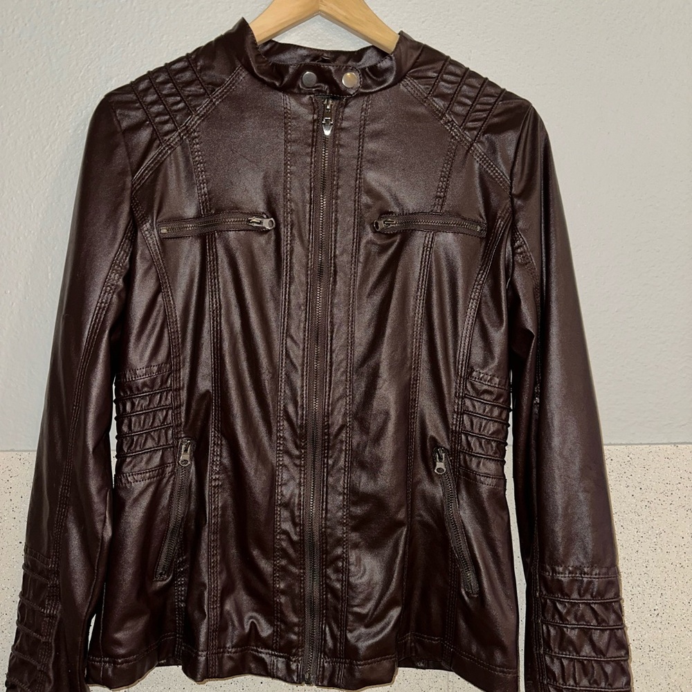 Elegant Dark Brown Leather Jacket for Women